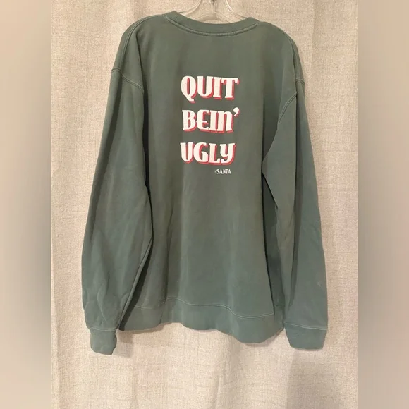 Living Fully Santa Sweatshirt “Quit Bein’ Ugly” | XL - Picture 4 of 6